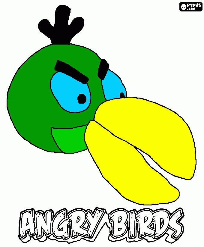 Angry Bird, green coloring page