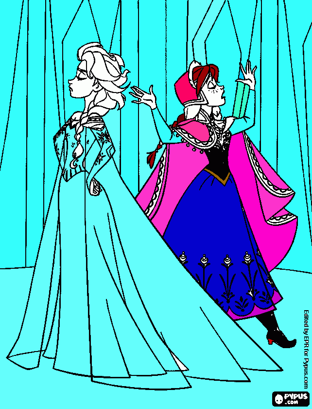 Anna and Elsa coloring page