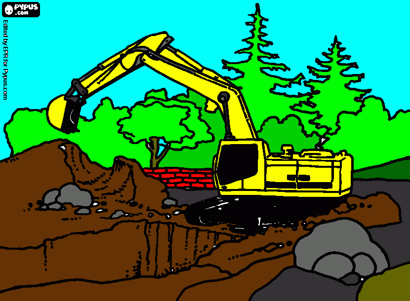 Antonios backhoe coloring page