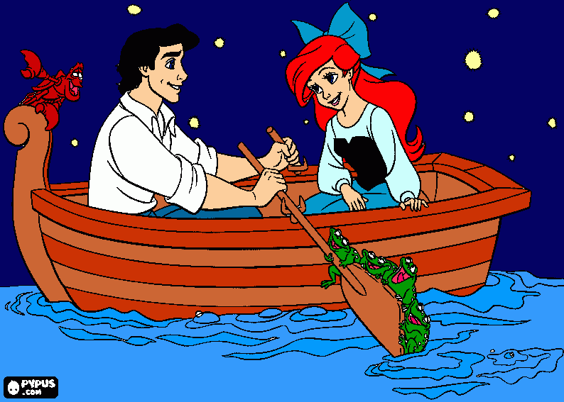 Ariel and Eric KISS THE GIRL!!! coloring page
