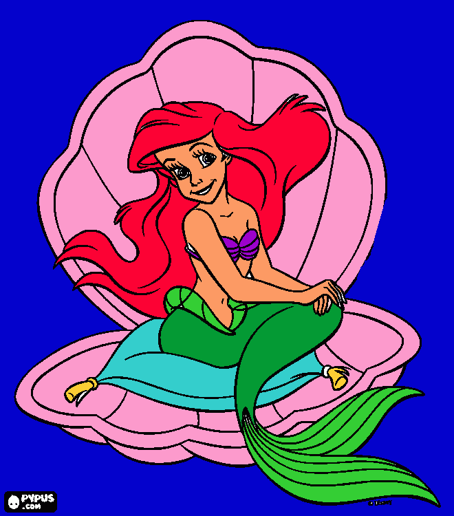 Ariel on Throne coloring page