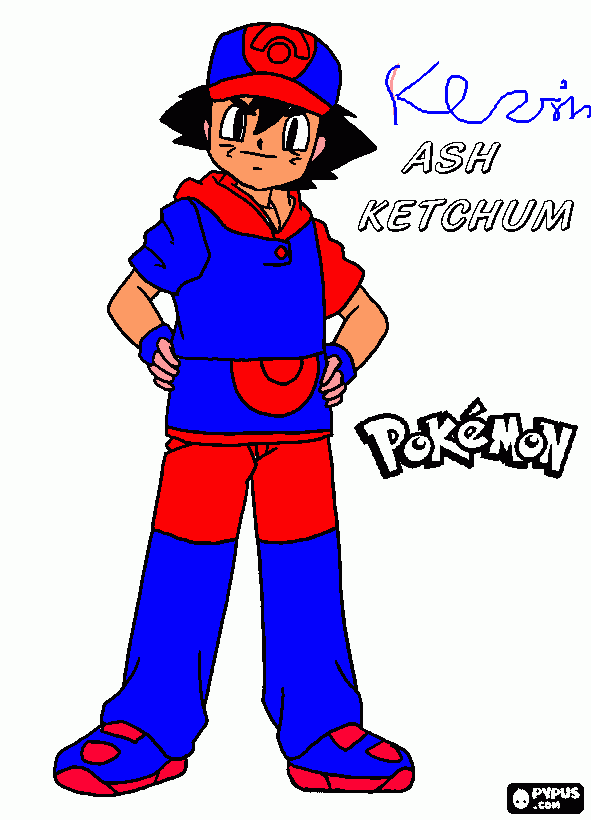 ash ketchum dibujado por yo kevin molina coloring page
