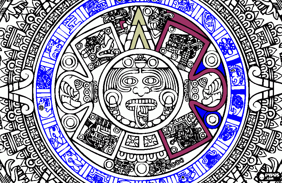 Aztec Sun Stone coloring page
