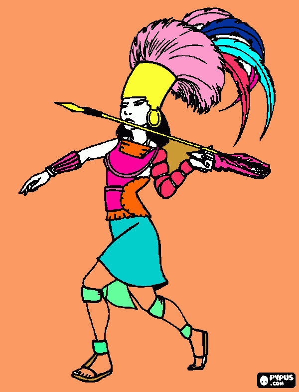 aztec warrior woman coloring page