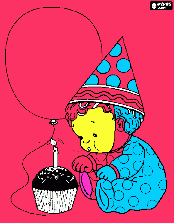 Baby birthday coloring page