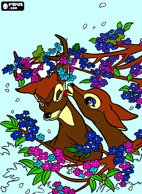 bambie getting a kiss coloring page