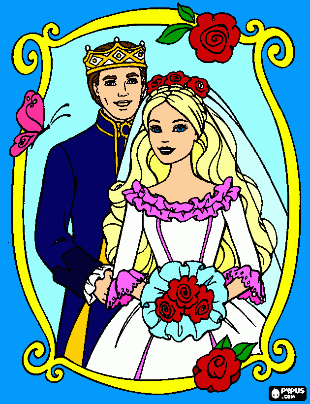 Barbie & Ken Wedding coloring page
