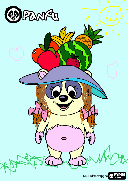 bear in a fruit hat coloring page