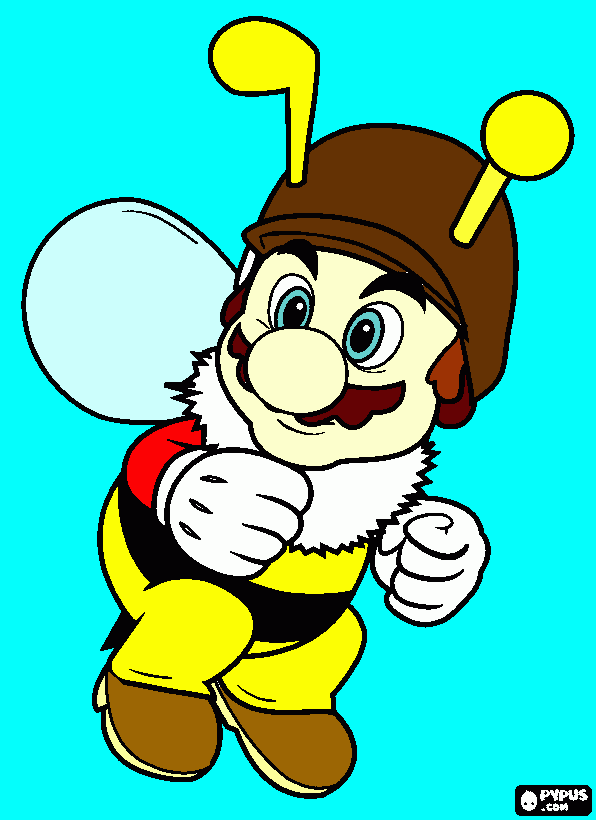 Bee Mario best Item in Super Mario Galaxy coloring page