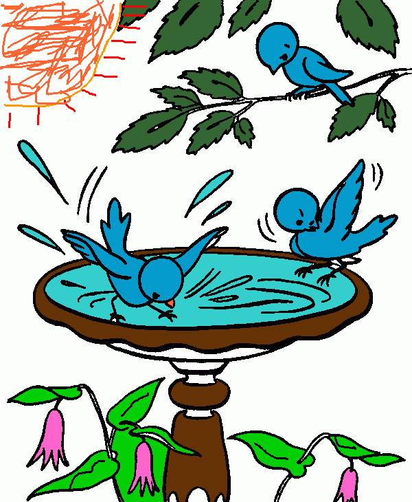 Download bird bath coloring page, printable bird bath