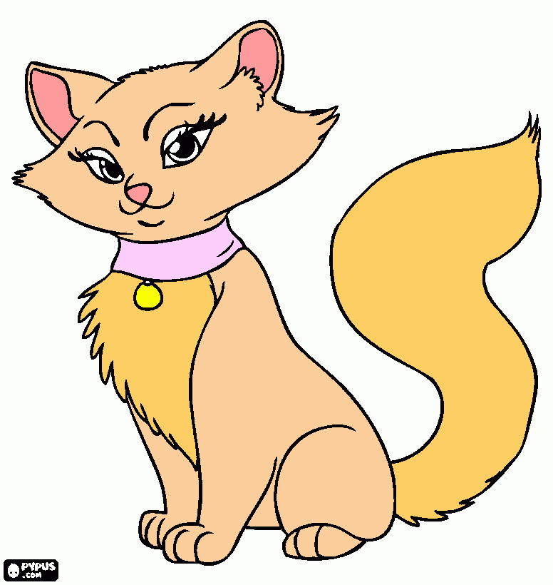 blond cat with long tail coloring page