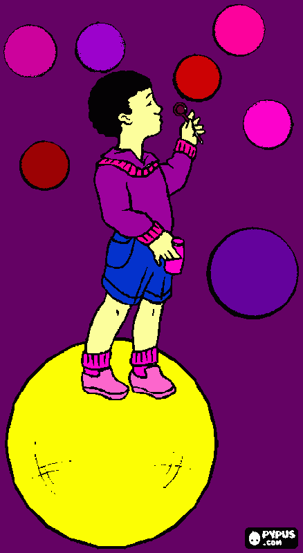 boy blow a bubble coloring page