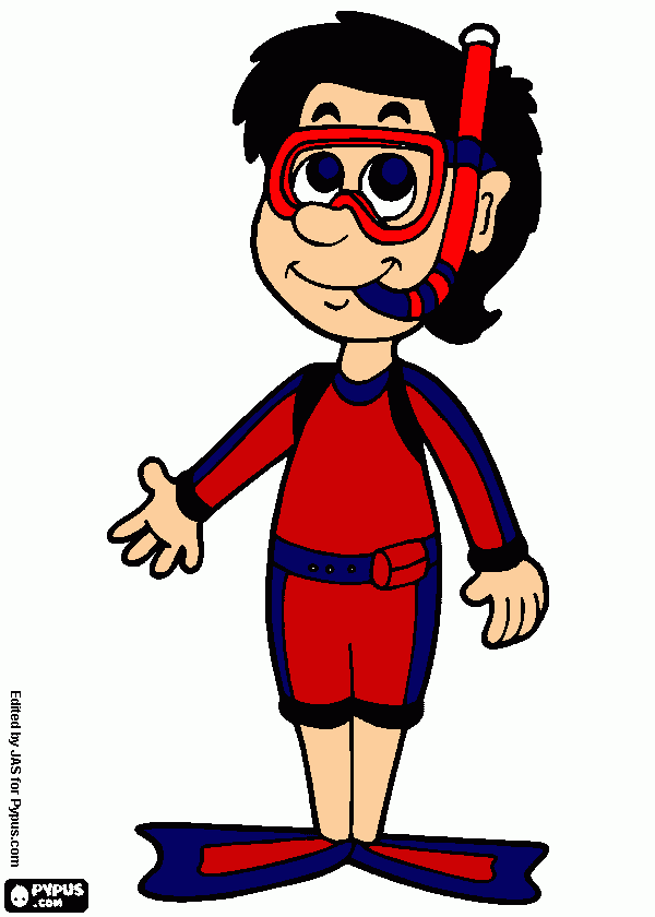 boy diver coloring page