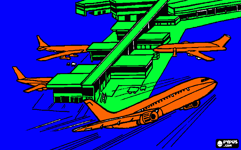 building of an airport terminal coloring page