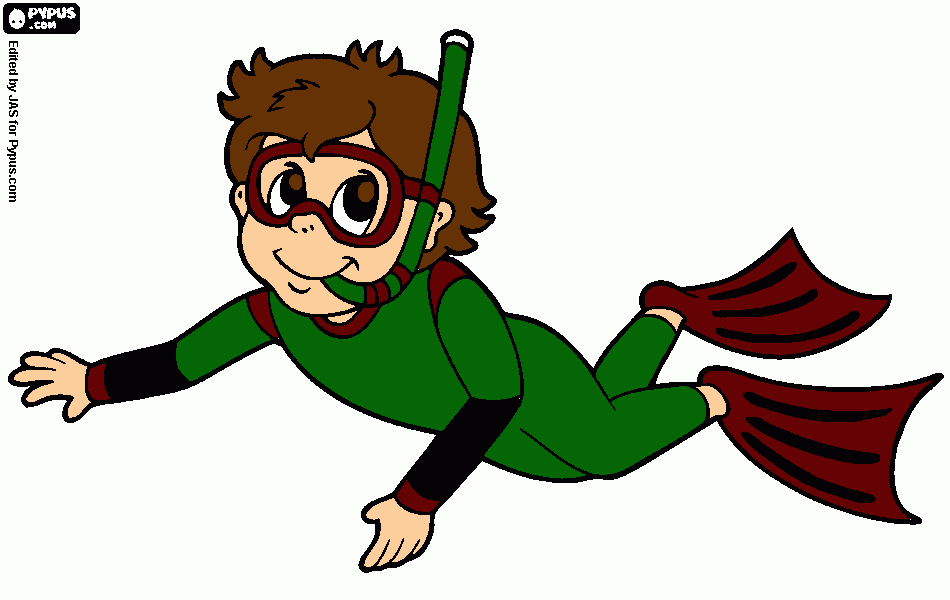 bulletin board boy diver coloring page