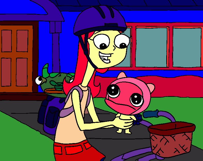 Candace and Meep from Phineas and Ferb coloring page