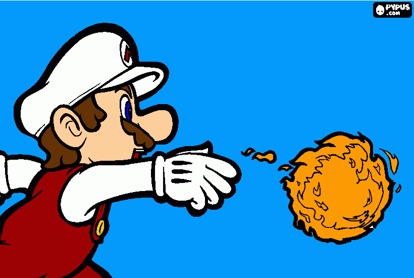 Cas Drawing Mario throwing a ball of fir coloring page