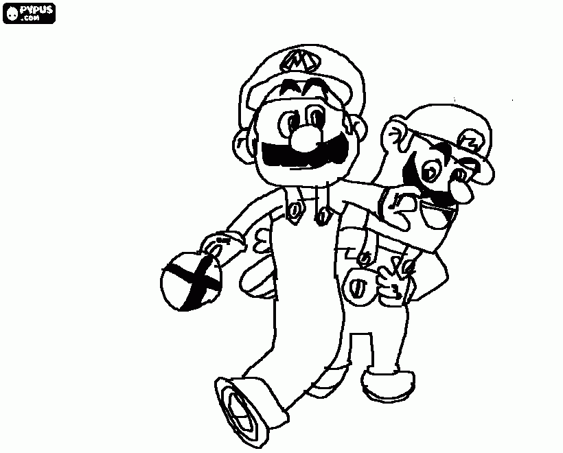 Cas Mario and Luigi Drawing coloring page