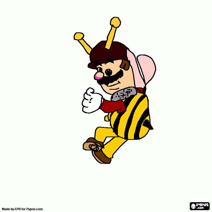 Cas Mario as a bee Drawing coloring page