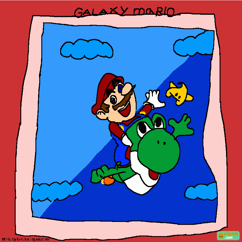 Cas Mario Drawing 4 Galaxy Mario coloring page