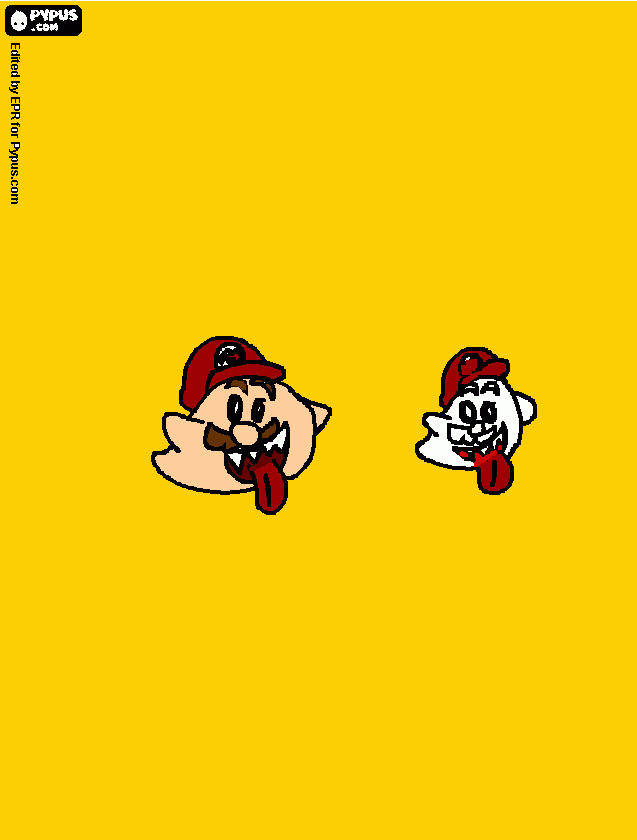 Cas Mario Drawing 5 faces coloring page