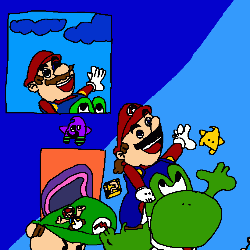 Cas Mario Drawing, completely created by coloring page