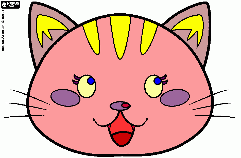 Cat face coloring page, printable Cat face