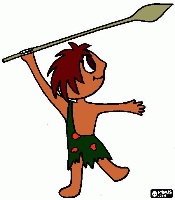 cave man boy coloring page