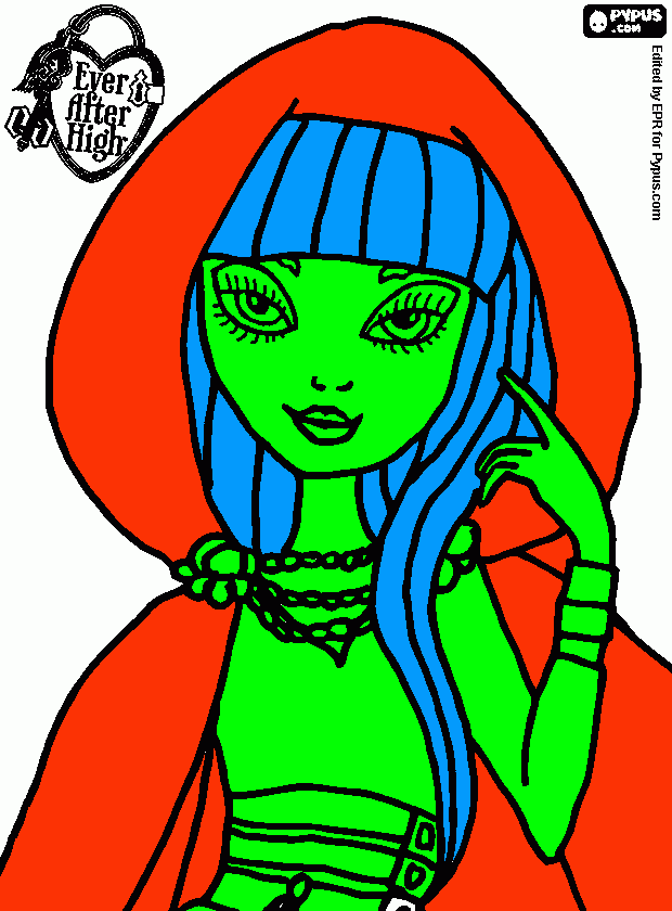 Cerise Hood, the rebel young girl with the hood coloring page