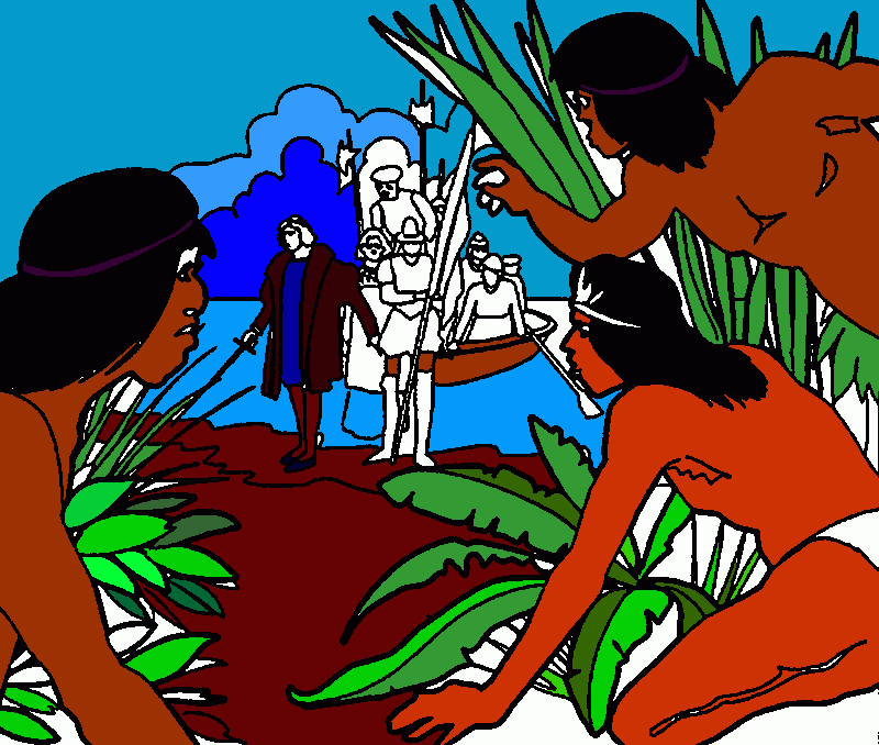 Christopher Columbus Disembarktion coloring page