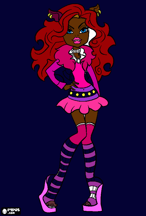 Clawdeen wolf yawn lets turn her into fashhion wolf passion for fashion coloring page