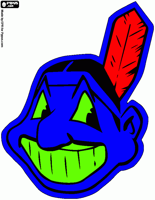 Cleveland Indians logo, baseball team  coloring page