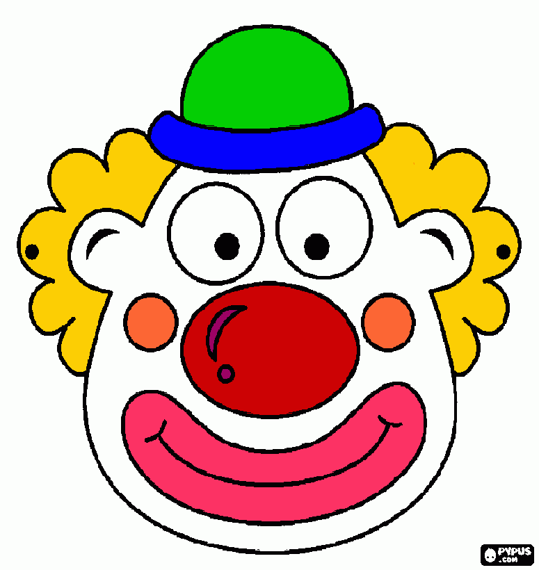 Мордочка клоуна. Маски клоуна для детей. Маска клоуна веселая для детей. Голова клоуна для малышей. Маска клоуна рисунок.