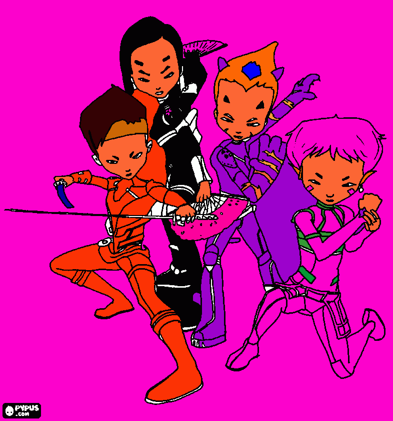 codelyoko, Aelita and Odd, Yumi, Ulrich coloring page