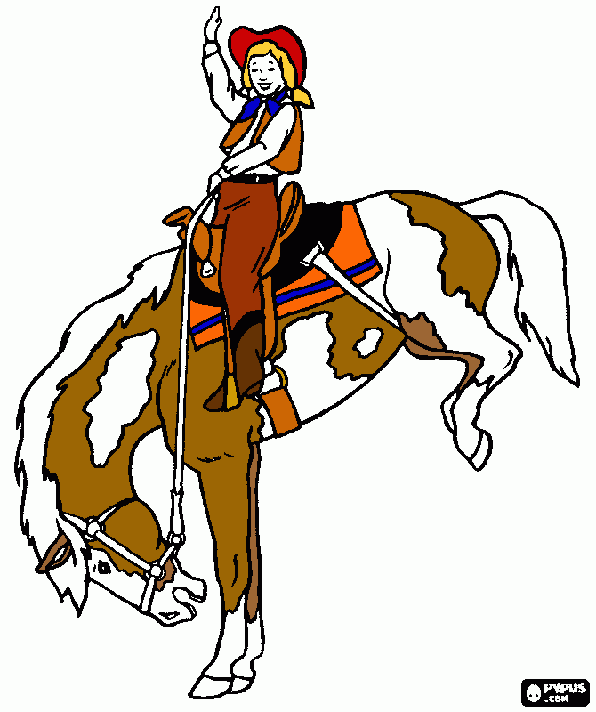 colored cowgirl coloring page