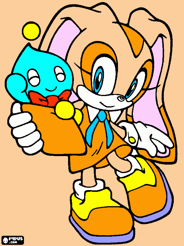 Cream the Rabbit and Cheese Chao coloring page