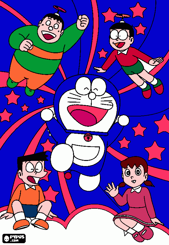 doaremon and his friends coloring page