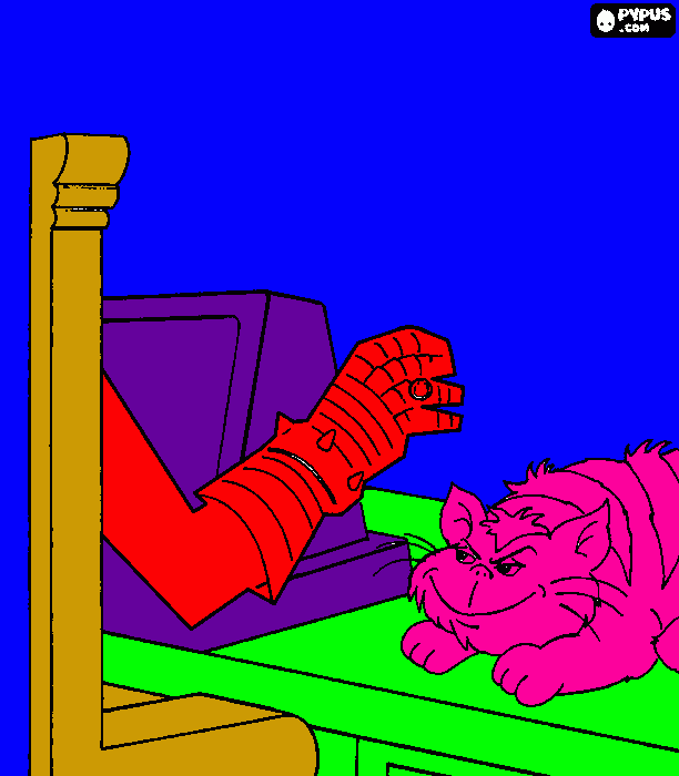 Doctor Claw with his fat pet cat M.A.D. Cat. coloring page