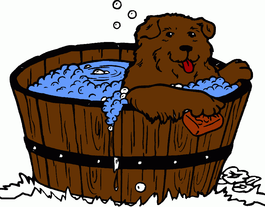 dog in the bath coloring page