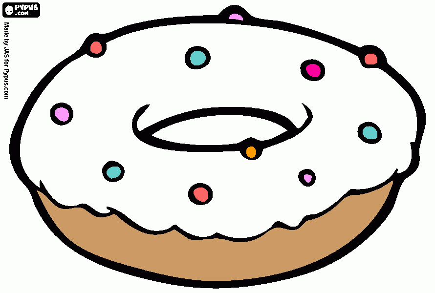 Donut with white icing and sprinkles coloring page