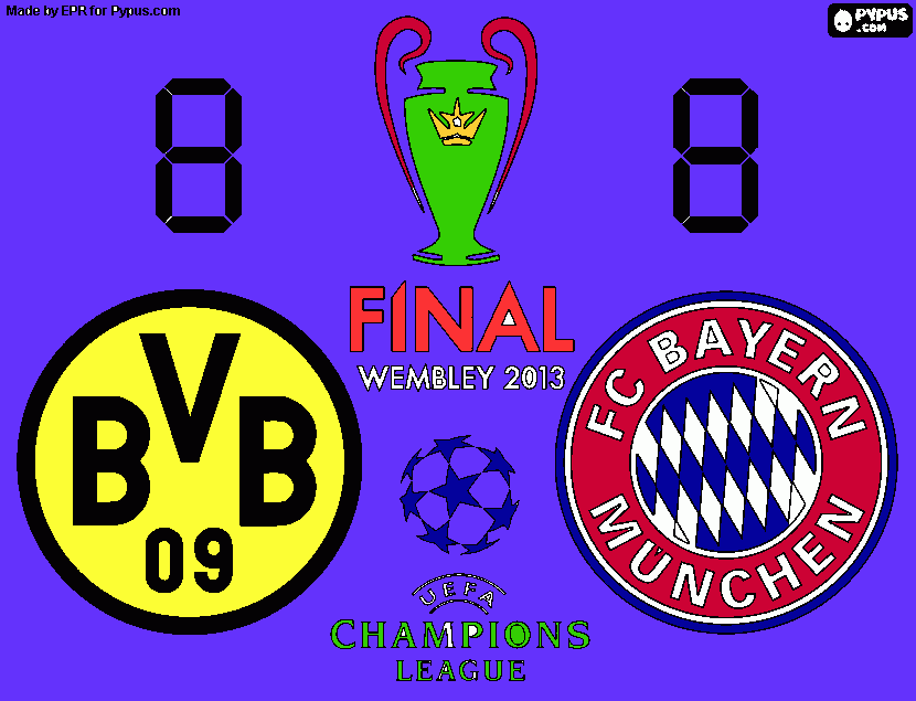 Dortmund vs Bayern Munich UEFA Final coloring page