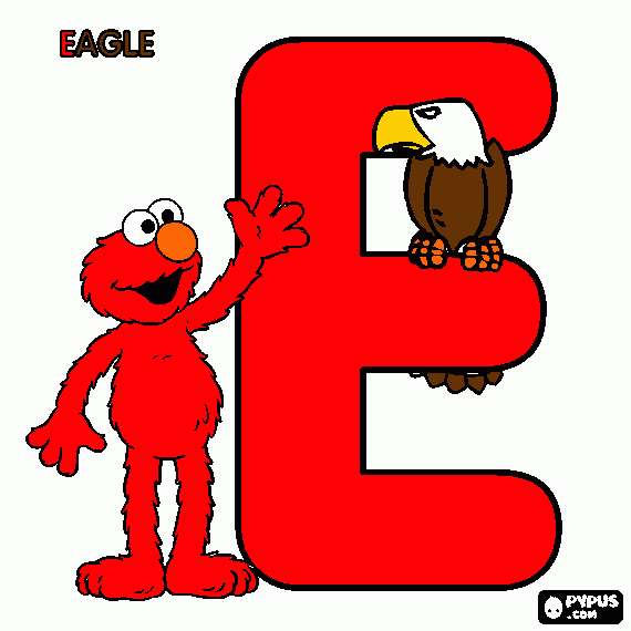E is for Eagle coloring page