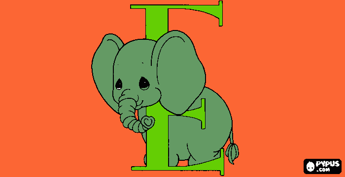 e is for elephant coloring page