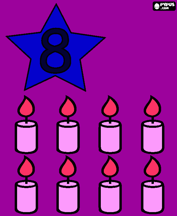 Eight candle coloring page