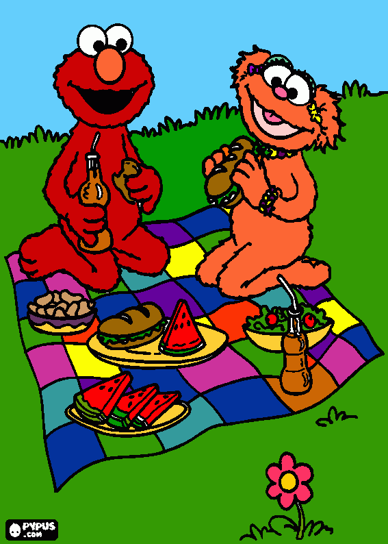 Elmo and Zoe coloring page