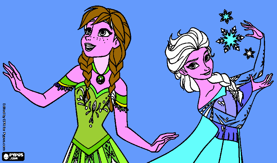 elsa e anna coloring page
