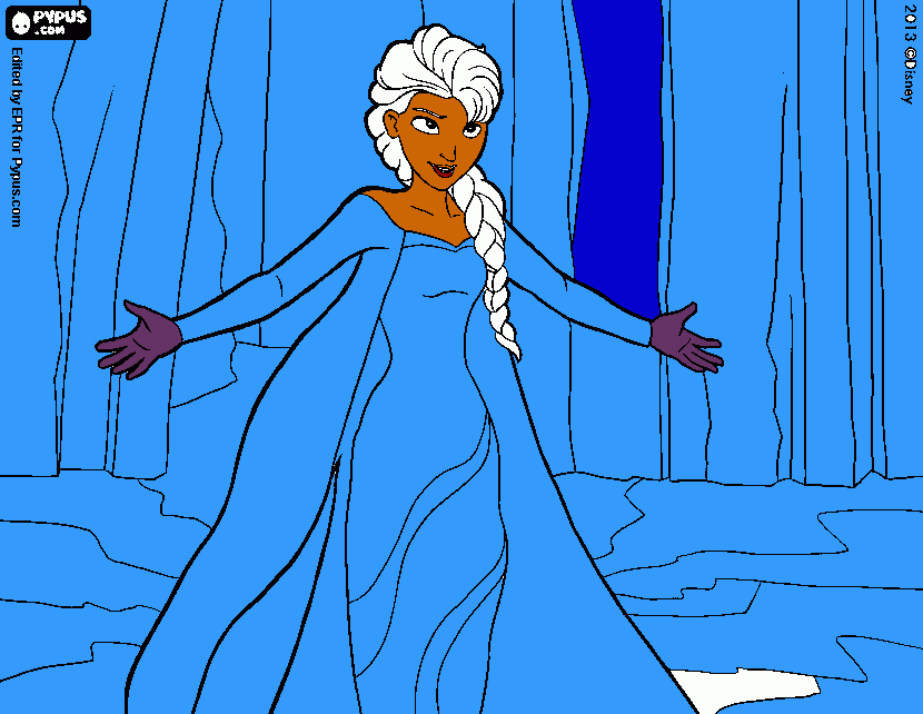 elsa in her castle coloring page