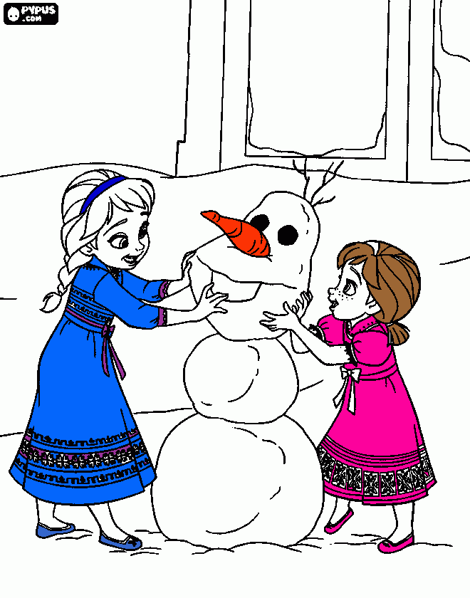 elsa y anna coloring page