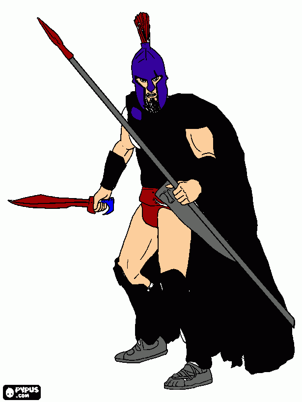 evil Spartan of titans coloring page
