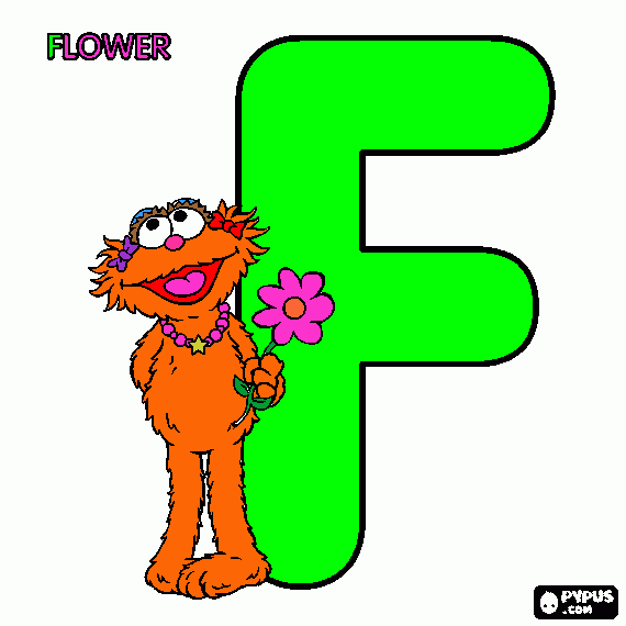 F is for Flower coloring page